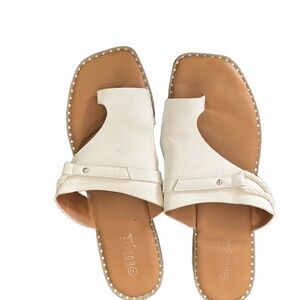 Rouge Helium White Braided Strap Square Toe Studded Slide Sandals Size 11 Womens